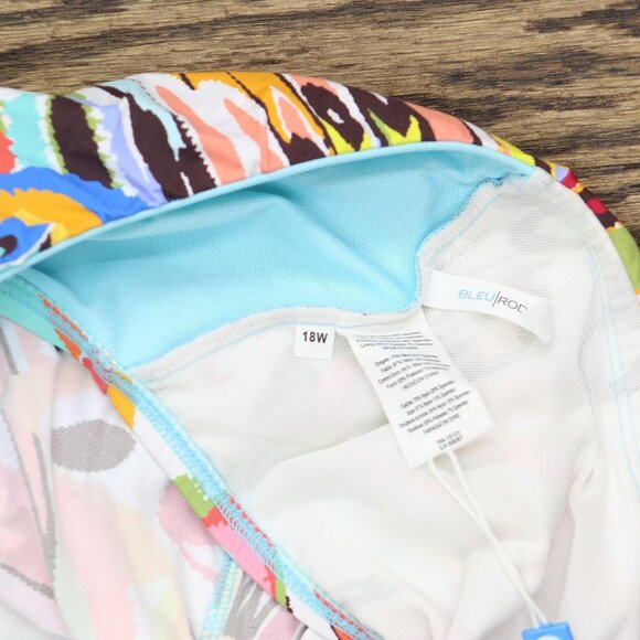 NWT Bleu By Rod Beattie Break The Mold Skirted Bikini Swim Top Multi Blue 18W - Picture 6 of 6